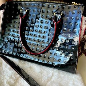 Arcadia Clizia Italian Patent and Python Print Leather Grab Bag
